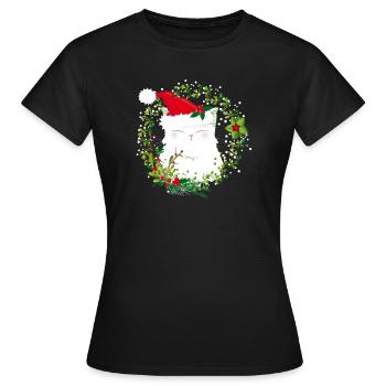 Chat de noel - T-shirt Femme - noir - Devant - AI Model Female 172 dark (172cm)