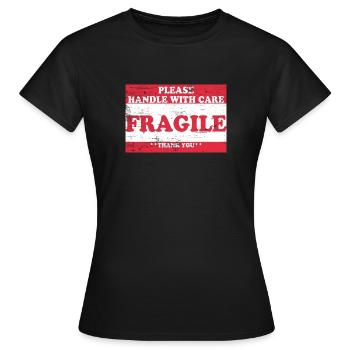 Handle With Care / Précieux contenu / Attention - T-shirt Femme - noir - Devant - AI Model Female 172 dark (172cm)