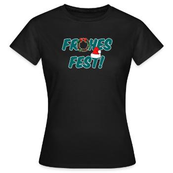 Frohes Fest Weihnachten Christmas Geschenk - Frauen T-Shirt - Schwarz - Vorne - AI Model Female 172 dark (172cm)