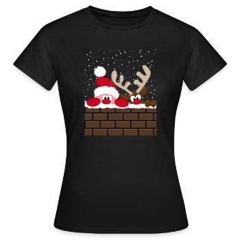 Père Noël et Rudolph - T-shirt Femme - noir - Devant - AI Model Female 172 dark (172cm)