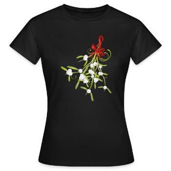 Arc de Noël au gui et aux baies de gui - T-shirt Femme - noir - Devant - AI Model Female 172 dark (172cm)