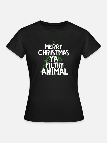 Vrolijk kerstfeest Ya smerig dierenshirt - Vrouwen T-shirt - zwart