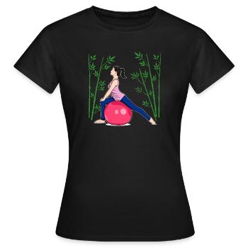 Exercices de Pilates Exercices de Fitness - T-shirt Femme - noir - Devant - AI Model Female 172 dark (172cm)