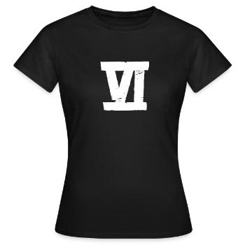 Sechs - VI - Tape - Frauen T-Shirt - Schwarz - Vorne - AI Model Female 172 dark (172cm)