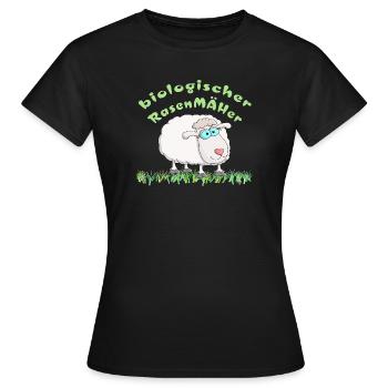 Schaf = biologischer Rasenmäher - Frauen T-Shirt - Schwarz - Vorne - AI Model Female 172 dark (172cm)