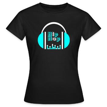 Neonkopfhörer mit Equalizer-Design - Frauen T-Shirt - Schwarz - Vorne - AI Model Female 172 dark (172cm)