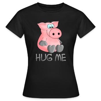 Hug - hug me pig - Women's T-Shirt - black - Front - AI Model Female 172 dark (172cm)