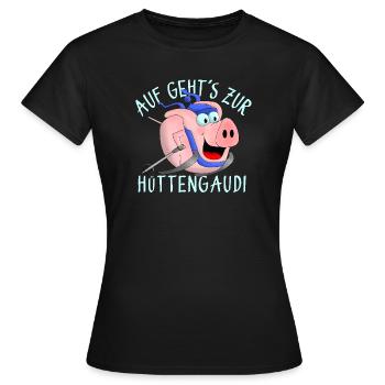 Hüttengaudi - Pistensau - Frauen T-Shirt - Schwarz - Vorne - AI Model Female 172 dark (172cm)