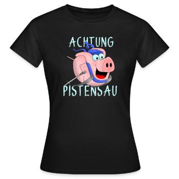 Attention à la piste - T-shirt Femme - noir - Devant - AI Model Female 172 dark (172cm)