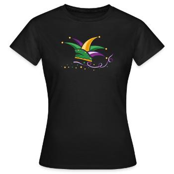 Fool cap Mardi Gras Carnaval de la Nouvelle-Orléans - T-shirt Femme - noir - Devant - AI Model Female 172 dark (172cm)