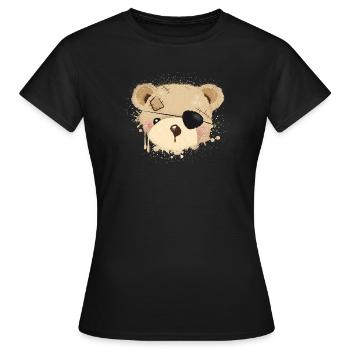 Nounours avec cache-œil - T-shirt Femme - noir - Devant - AI Model Female 172 dark (172cm)