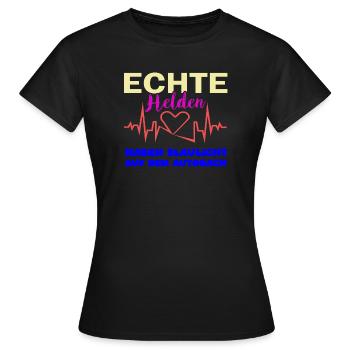 Les vrais héros ont la lumière bleue sur le toit - T-shirt Femme - noir - Devant - AI Model Female 172 dark (172cm)