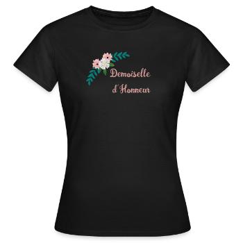 Demoiselle d Honneur - Collection Bucolique - T-shirt Femme - noir - Devant - AI Model Female 172 dark (172cm)