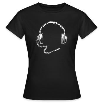 Retro headphones with cable - Women's T-Shirt - black - Front - AI Model Female 172 dark (172cm)