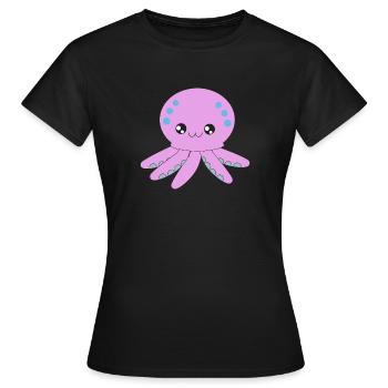 Pieuvre, pieuvre, tentacule, sous l'eau - T-shirt Femme - noir - Devant - AI Model Female 172 dark (172cm)