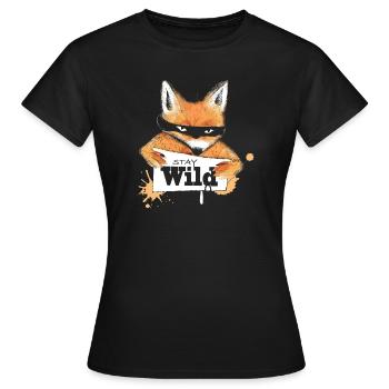 Fuchs mit einer Nachricht - Frauen T-Shirt - Schwarz - Vorne - AI Model Female 172 dark (172cm)