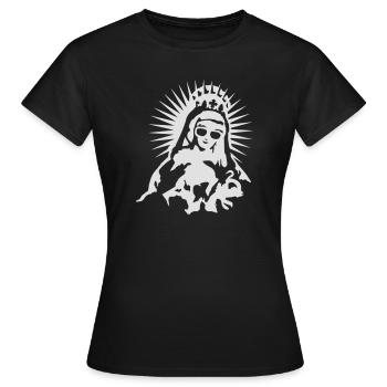Jungfrau Maria mit Sonnenbrille - Frauen T-Shirt - Schwarz - Vorne - AI Model Female 172 dark (172cm)