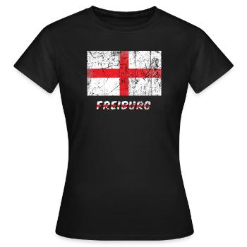 Fribourg Stadtfahne drapeau de la ville de Fribourg - T-shirt Femme - noir - Devant - AI Model Female 172 dark (172cm)