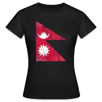 Drapeau du Népal drapeau Fahne Flagge drapeau bandera - T-shirt Femme - noir - Devant - AI Model Female 172 dark (172cm)