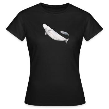 Beluga weiß und ihr Kalb - Beluga und Kalb - Frauen T-Shirt - Schwarz - Vorne - AI Model Female 172 dark (172cm)