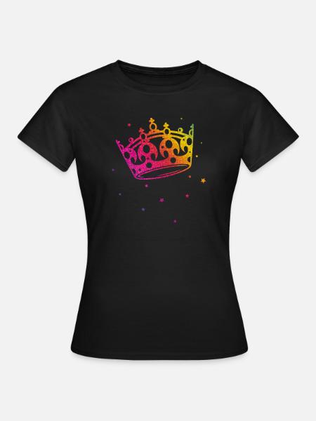 Krone Glitter Regenbogen Love CSD LGBT - Frauen T-Shirt - Schwarz
