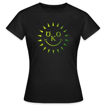 eco organic sun rays nature sustainability icon - Women's T-Shirt - black - Front - AI Model Female 172 dark (172cm)