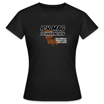 Eichhörnchen Vulkan Quiz Jäger lustig Spruch - Frauen T-Shirt - Schwarz - Vorne - AI Model Female 172 dark (172cm)
