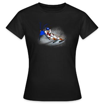 Ski - Frauen T-Shirt - Schwarz - Vorne - AI Model Female 172 dark (172cm)