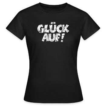 Glück Auf! (Vintage Weiß) - Frauen T-Shirt - Schwarz - Vorne - AI Model Female 172 dark (172cm)