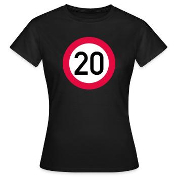 20 ans Attention ! Panneau de signalisation 20 km/h - T-shirt Femme - noir - Devant - AI Model Female 172 dark (172cm)