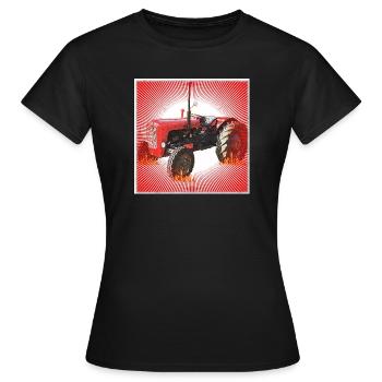 Roter Traktor mit Strahlendes Muster - Frauen T-Shirt - Schwarz - Vorne - AI Model Female 172 dark (172cm)