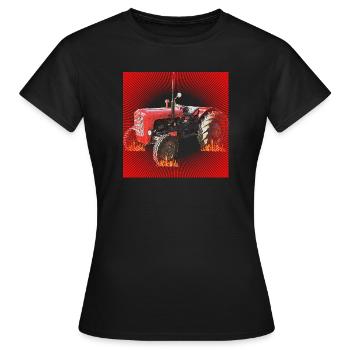 Feuerroter Traktor im Inferno - Frauen T-Shirt - Schwarz - Vorne - AI Model Female 172 dark (172cm)