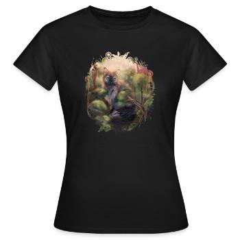 Wild cat in the forest - Women's T-Shirt - black - Front - AI Model Female 172 dark (172cm)