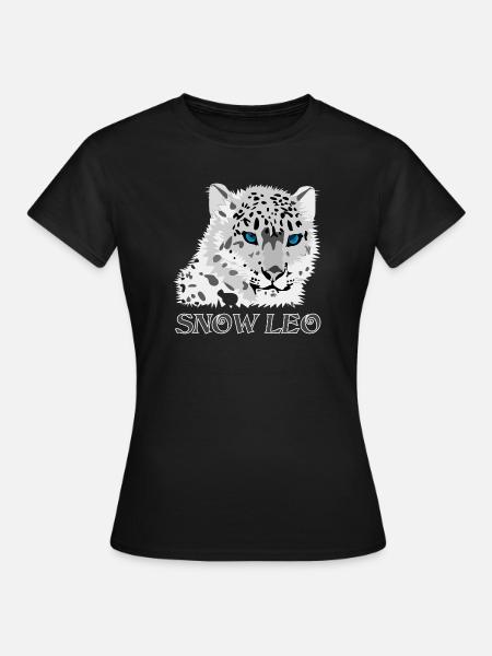 Schnee Leopard Raubkatze - Frauen T-Shirt - Schwarz