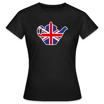 Britisches Vereinigtes Königreich Teekanne Union Jack UK - Frauen T-Shirt - Schwarz - Vorne - AI Model Female 172 dark (172cm)