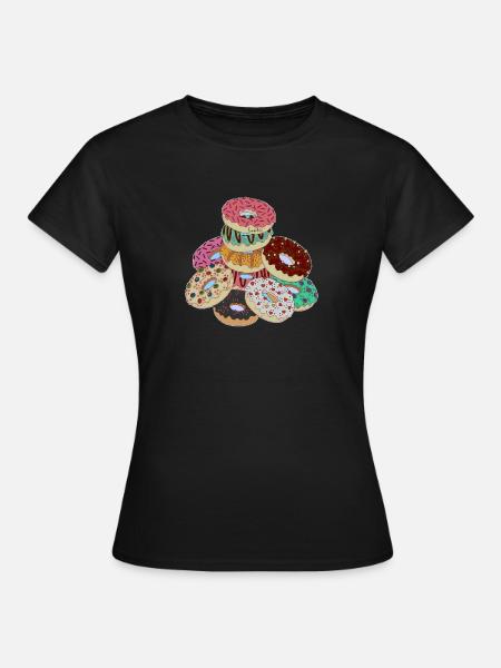 Pyramide der Regenbogen-Donuts - Frauen T-Shirt - Schwarz