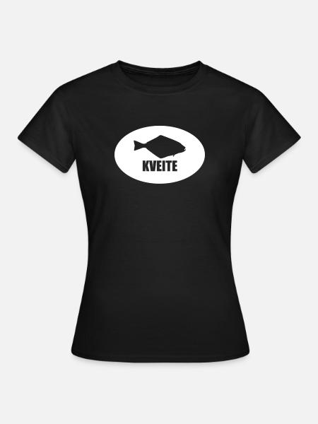 Kveite Flétan Contour I Norvège Pêche Islande - T-shirt Femme - noir