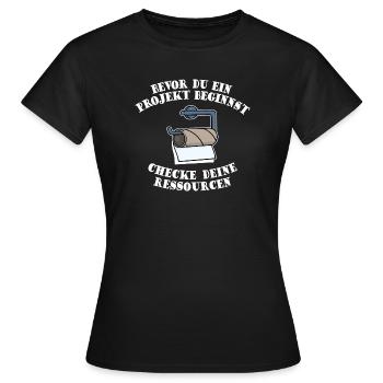 Projektmanager Organisation Projekt Lustig Sprüche - Frauen T-Shirt - Schwarz - Vorne - AI Model Female 172 dark (172cm)