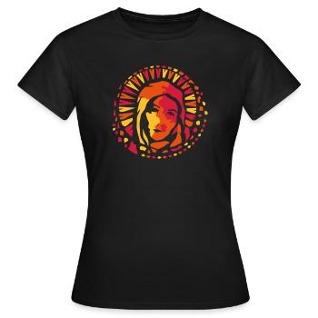 Church window style Mary Mother of God - Women's T-Shirt - black - Front - AI Model Female 172 dark (172cm)