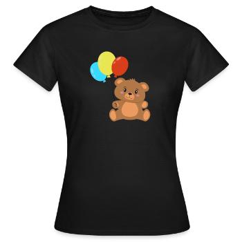 Teddybär mit Luftballons - Frauen T-Shirt - Schwarz - Vorne - AI Model Female 172 dark (172cm)
