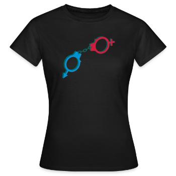Menottes symbole masculin et féminin - T-shirt Femme - noir - Devant - AI Model Female 172 dark (172cm)