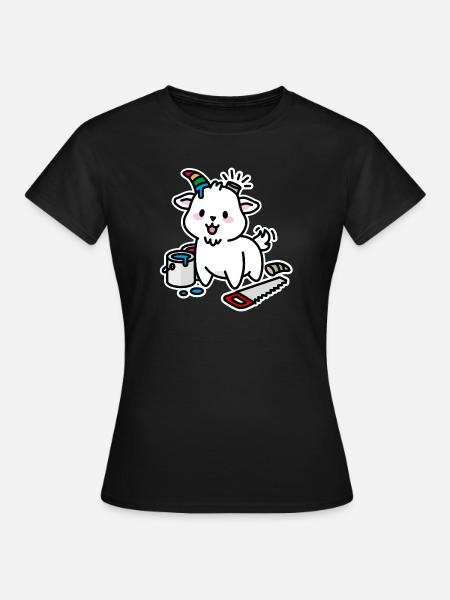 Unicorn DIY Kawaii Linda Capricornio Cabra gracios - Camiseta mujer - negro