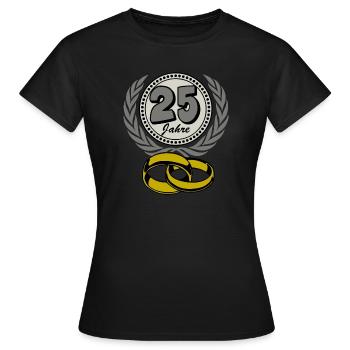 Noces d’argent ,25 ans , Mariage ,Anniversaire de mariage,(25) - T-shirt Femme - noir - Devant - AI Model Female 172 dark (172cm)