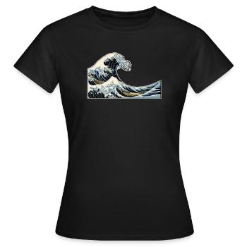 La Vague | La Vague | Katsushika Hokusai - T-shirt Femme - noir - Devant - AI Model Female 172 dark (172cm)