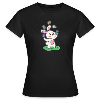 Lapin de Pâques Lapin de Pâques Oeufs de Pâques Joyeuses Pâques - T-shirt Femme - noir - Devant - AI Model Female 172 dark (172cm)