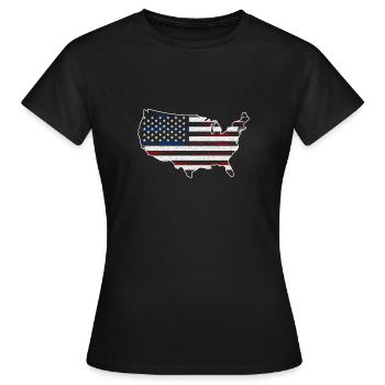 Stars and Stripes Map - Women's T-Shirt - black - Front - AI Model Female 172 dark (172cm)