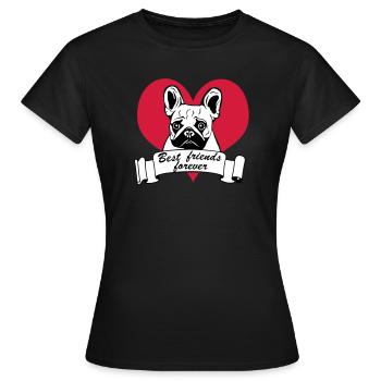 Bouledogue français, bouledogue français ... / + - T-shirt Femme - noir - Devant - AI Model Female 172 dark (172cm)