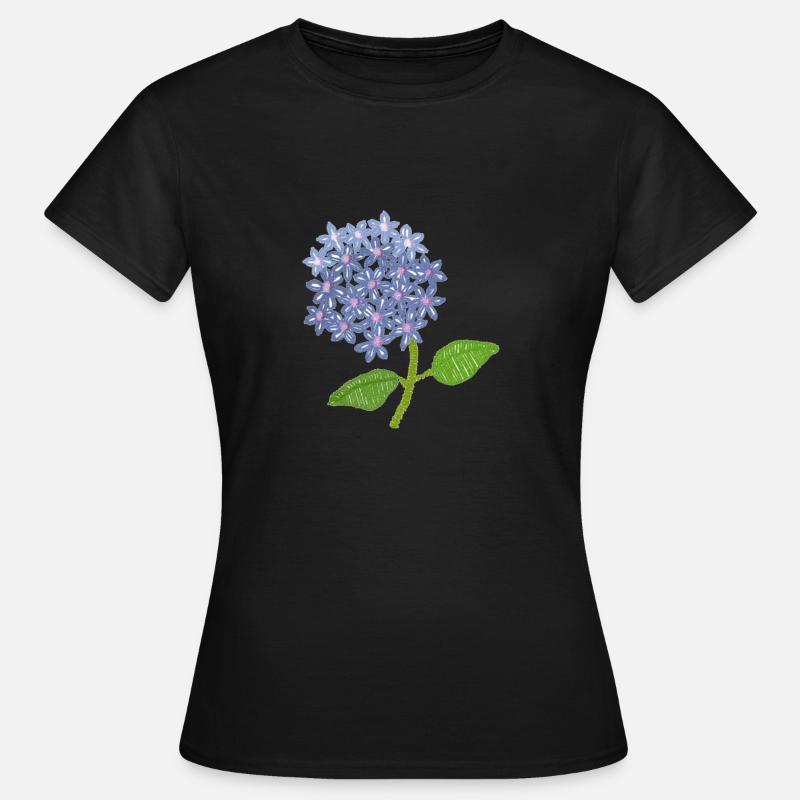 embroidered hydrangea - Women's T-Shirt - black