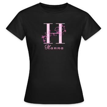 HANNA Nom Chemise Fleurs Lettres Femmes - T-shirt Femme - noir - Devant - AI Model Female 172 dark (172cm)