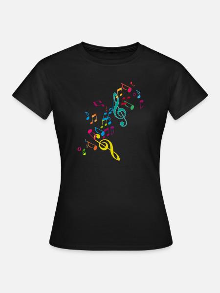 kunterbunte zusammengewürfelte Musik Noten - Frauen T-Shirt - Schwarz